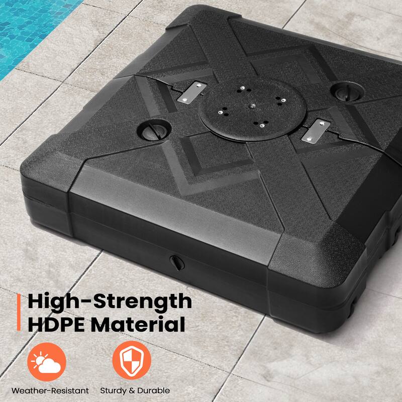 9 X 11 FT Outdoor Patio Cantilever Umbrella with Solar Lights Wheeled Base Double Canopy 360 Rotation Tilt