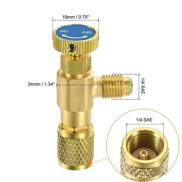 Charging Valve 1/4 SAE Thread Adapter Shut-off Flow Control for HVAC ...
