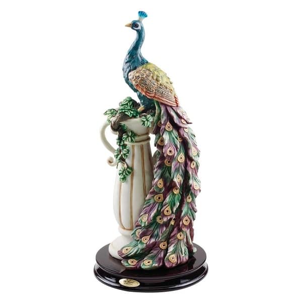 slide 2 of 2, Design Toscano The Peacock's Sanctuary Sculpture