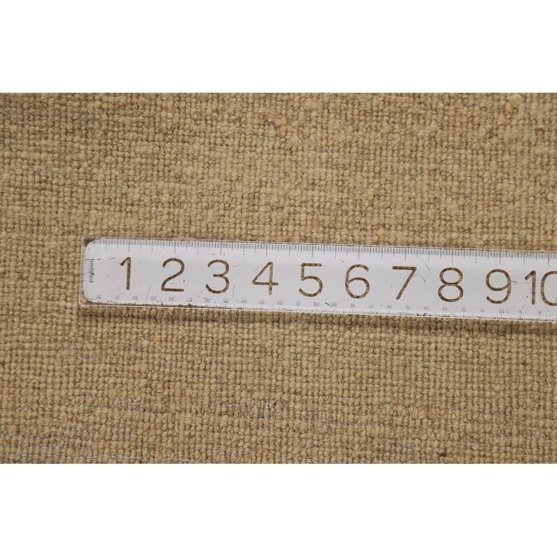 Modern Gabbeh Oriental Area Rug Handmade Beige Solid Wool Carpet - 6'5"x 9'8"