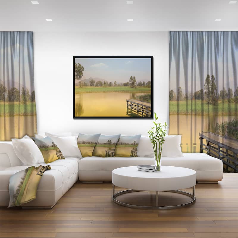 Designart "Wetland of Nam Sang Wai Yellow" Large Seascape Art Framed Canvas Print