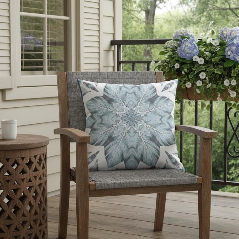 HomeRoots 16" Blue Floral Forest Indoor Outdoor Throw Pillow - 16.00' X '16.00' X '5.00
