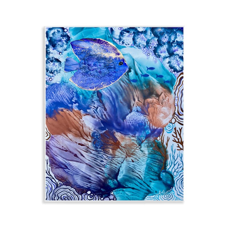Stupell Underwater Fish Sea Life Wall Plaque Art Design By Amy Tieman - 11 x 14