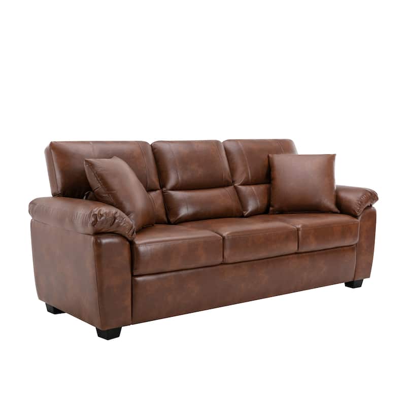 Morden Fort Upholstered Living Room Set, 2 Pieces, Faux Leather Loveseat and Sofa