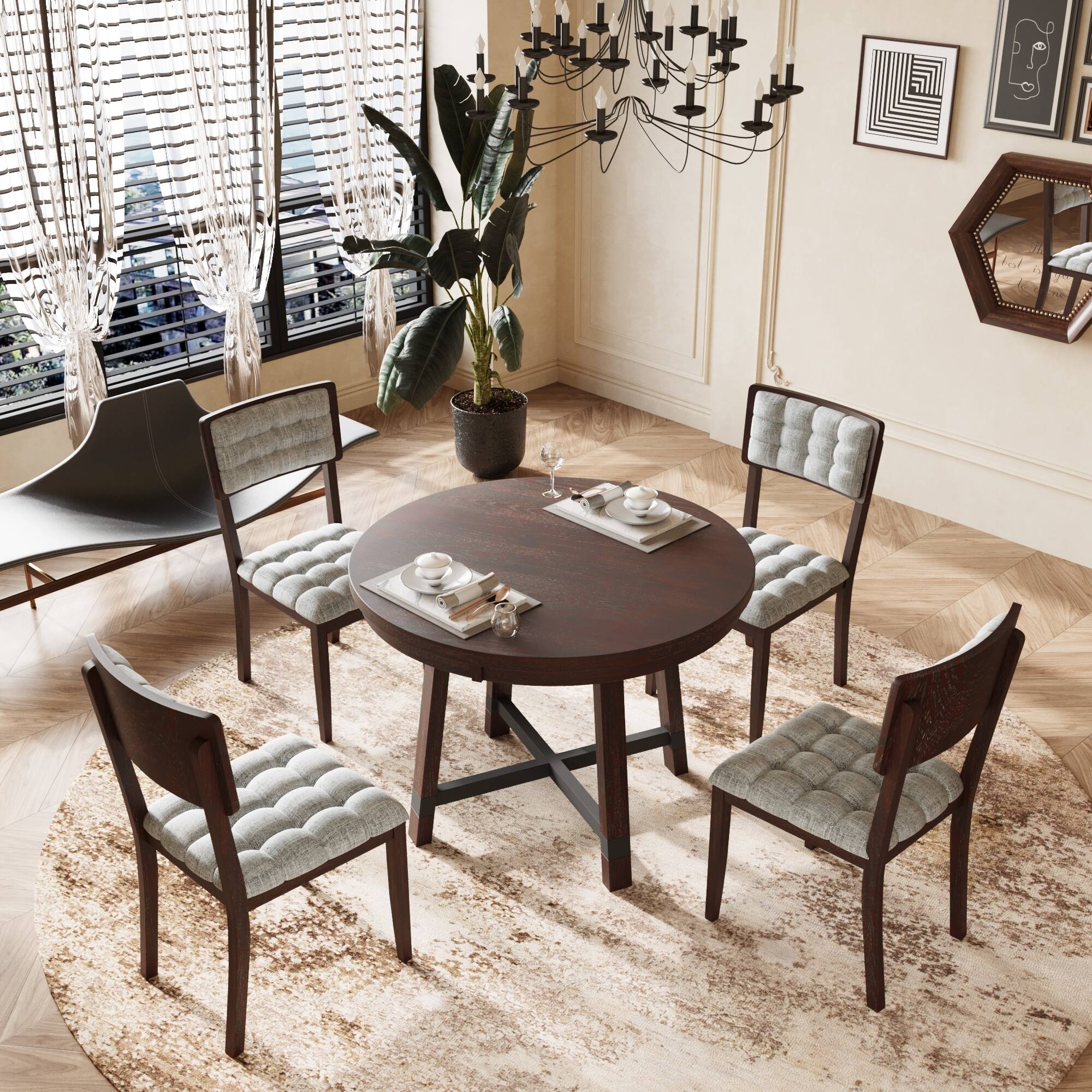 Upholstered Breakfast Nook Dining Set Modern 5-Piece Breakfast