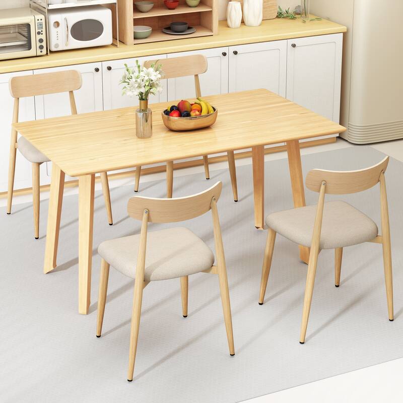 Gymax Modern Upholstered Dining Chairs Set of 2 Linen Fabric