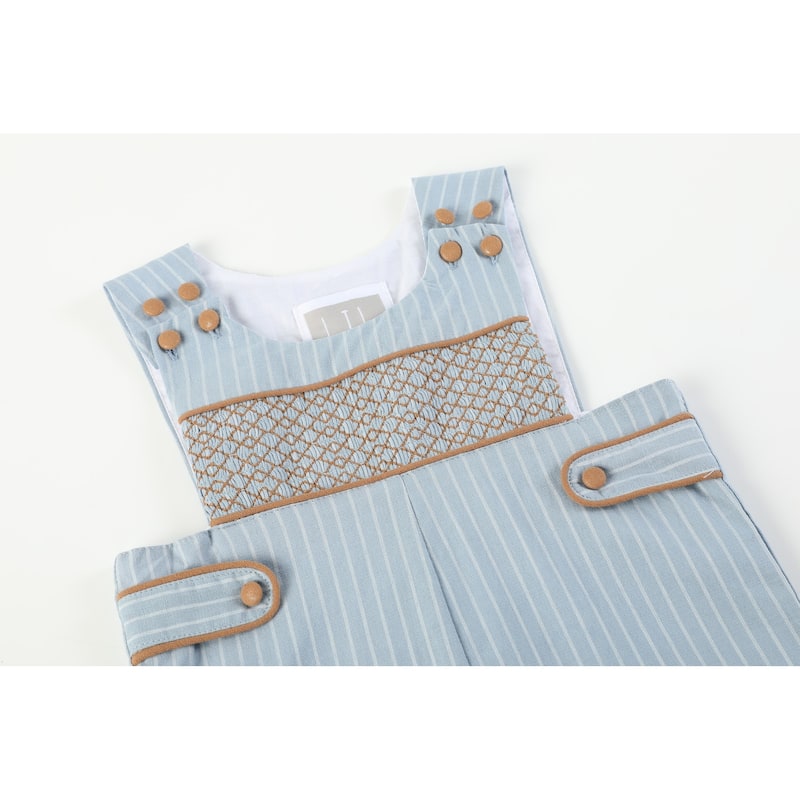 Blue Pinstripe Smocked Overalls