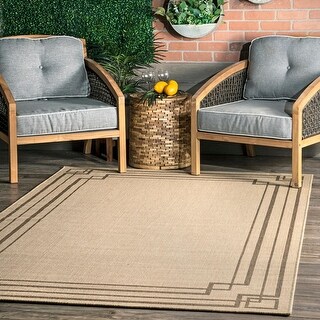 Nuloomnuloom Katalina Simple Border Indoor Outdoor Area Rug 8 X 10 Beige Dailymail