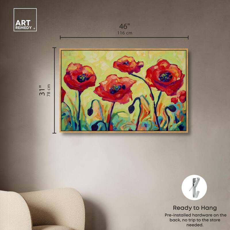 Red Poppy Field II Canvas by Art Remedy