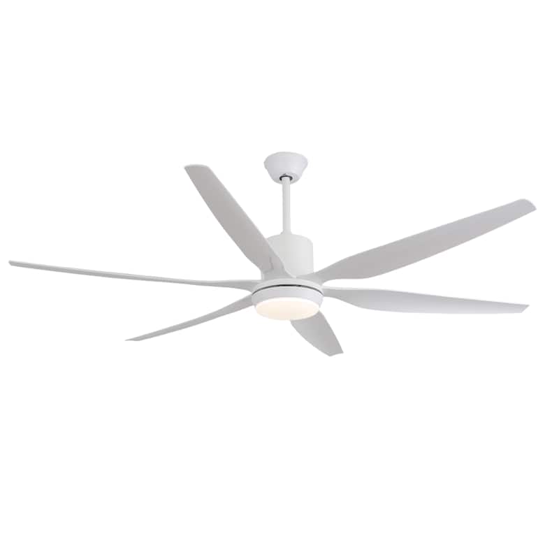 66 in. Modern Downrod Mount Ceiling Fan with LED Light, 6 ABS Blades, DC Motor, Remote Control - White