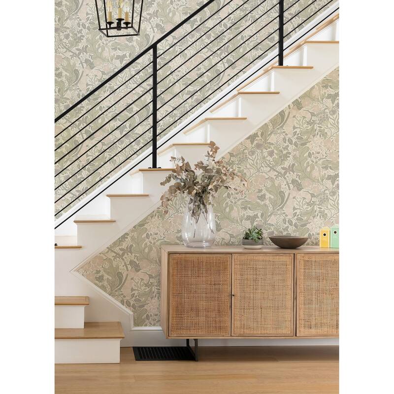 A-Street Prints Elise Light Grey Nouveau Gardens Wallpaper