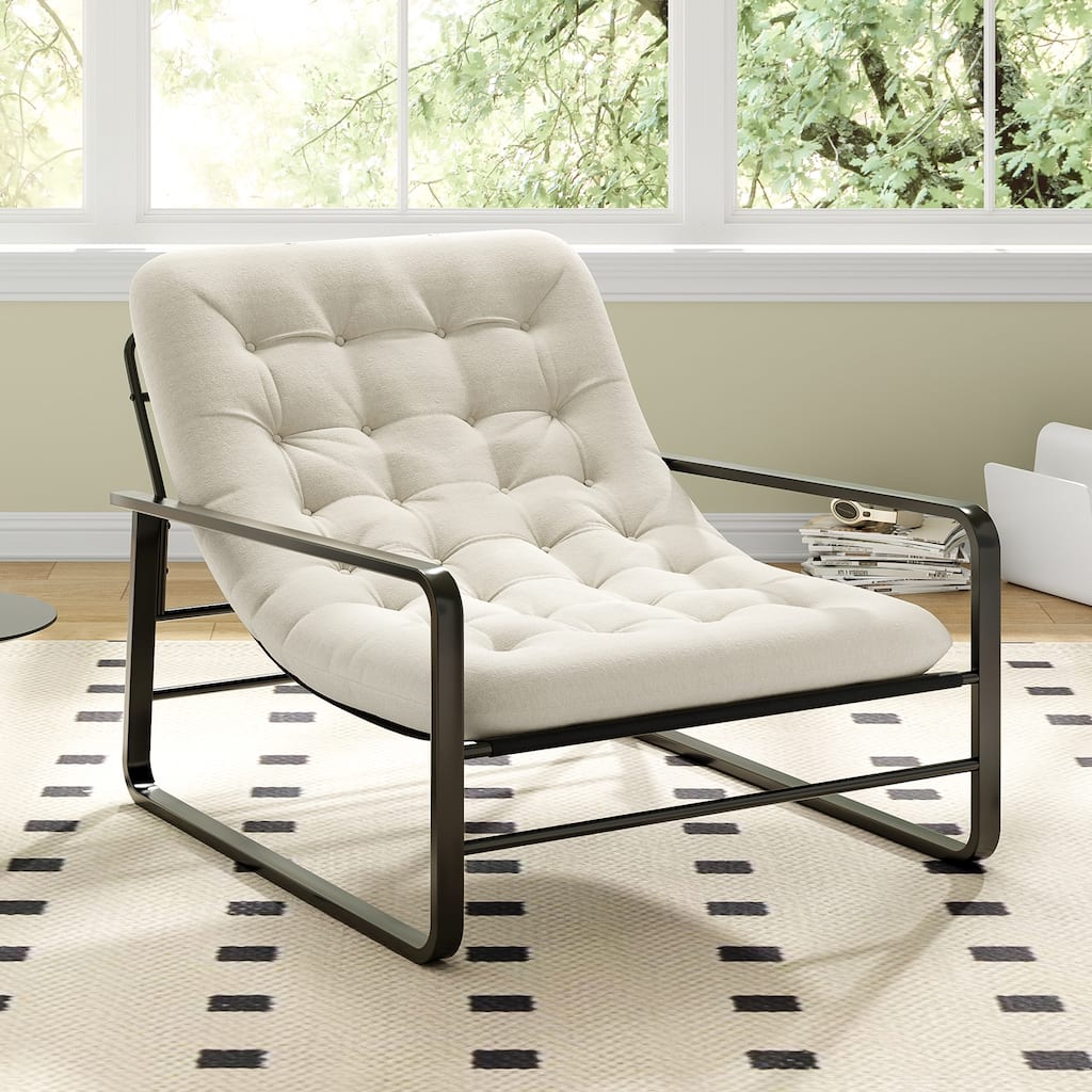 Accent Chair, Sherpa Arm Chair for Living Room, Mid Century Modern Accent Chairs, Boucle Reading Bedroom Chair