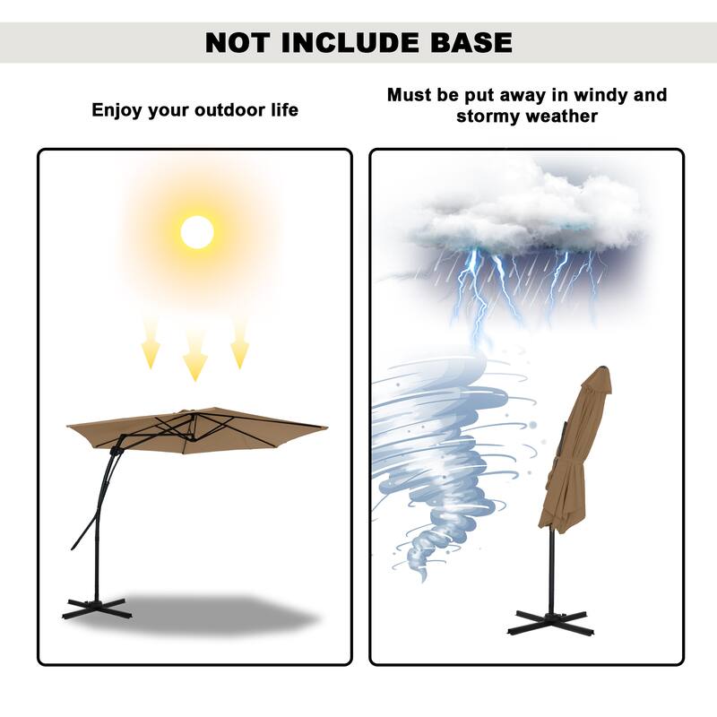 Clihome 10ft Outdoor Patio Cantilever Umbrella with Stand