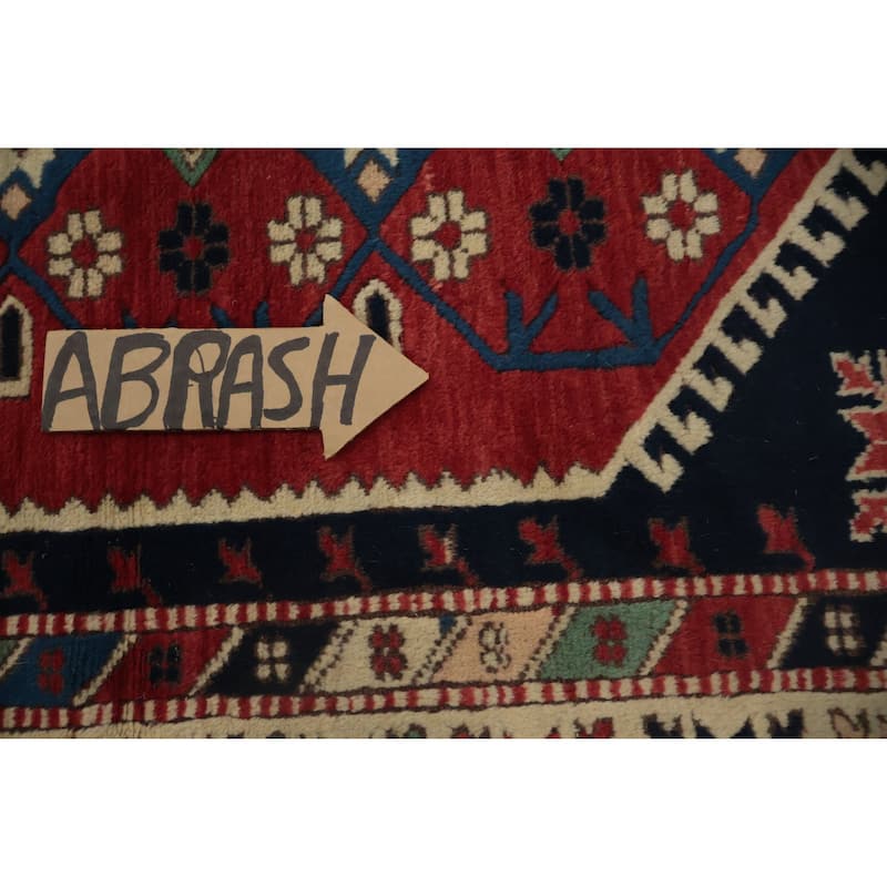 Hand Knotted Oriental 100% Wool Carpet Transitional Geometric Red Anatolian Area Rug - 5' 4'' X 3' 10''