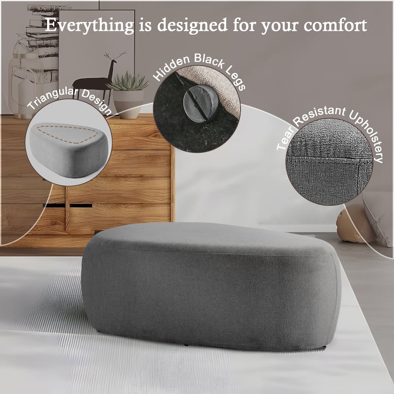 Leon 43" W Modern Oversized Chenille Triangular Cheese Ottoman