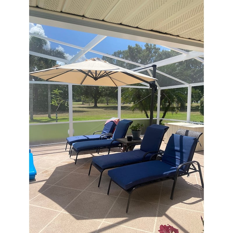 PURPLE LEAF 10 ft Round 360 Degree Rotation Patio Cantilever Umbrella
