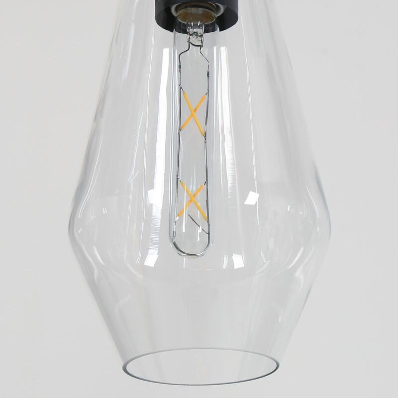 Modern Farmhouse 5-Light Black Linear Chandelier Glass Pendant Island Light for Dining Room - L38" x H75.2" Max