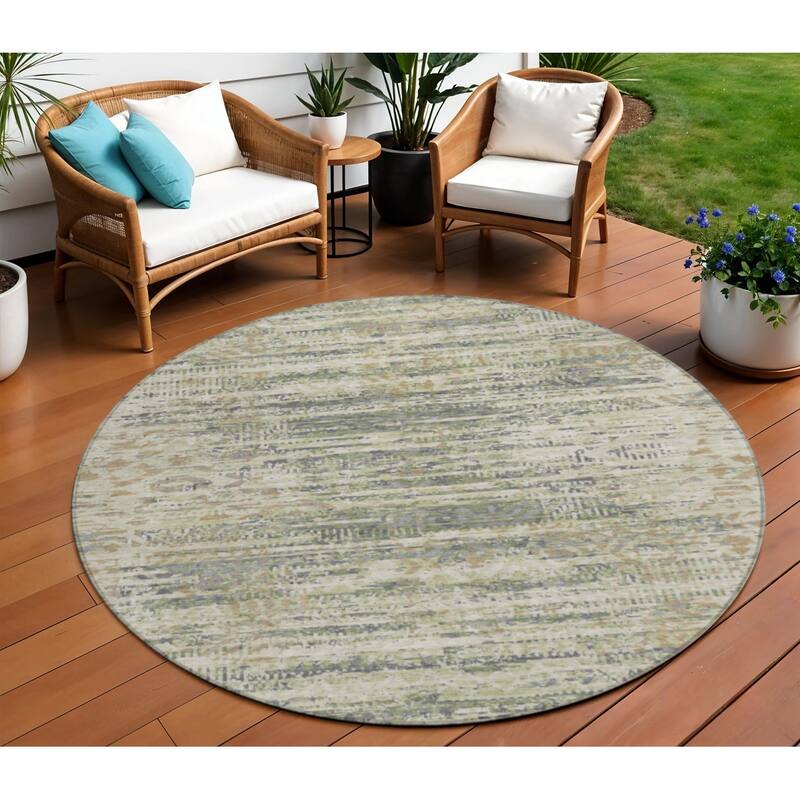 HomeRoots Moroccan Transitional Rectangle Outdoor Rug - 8' Round