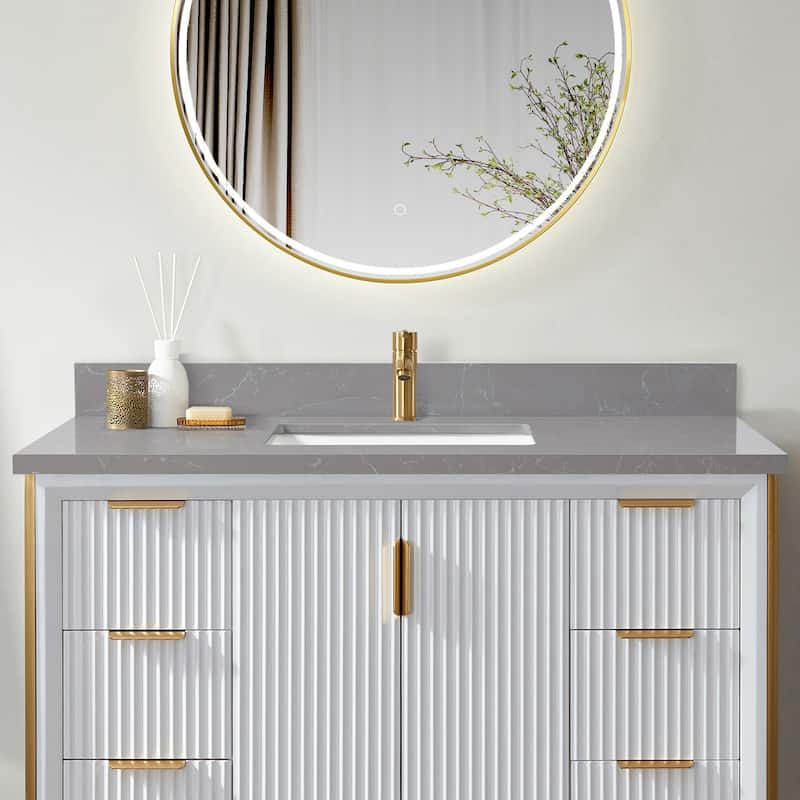 Malaga Composite Stone Vanity Top with White Rectangular Sink