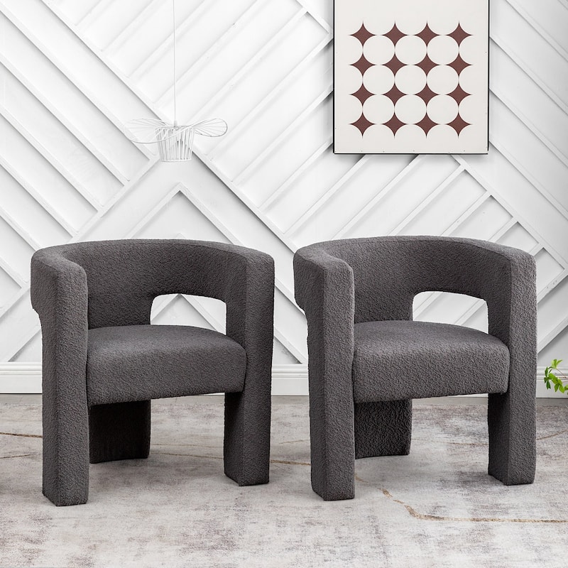 KINWELL 28" Wide Boucle Upholstered Square Armchair (Set of 2)