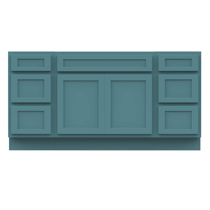 Vanity Art 60" Oak Freestanding Bathroom Vanity Cabinet without Top