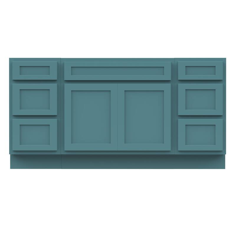 Vanity Art 66" Oak Freestanding Bathroom Vanity Cabinet without Top - Green
