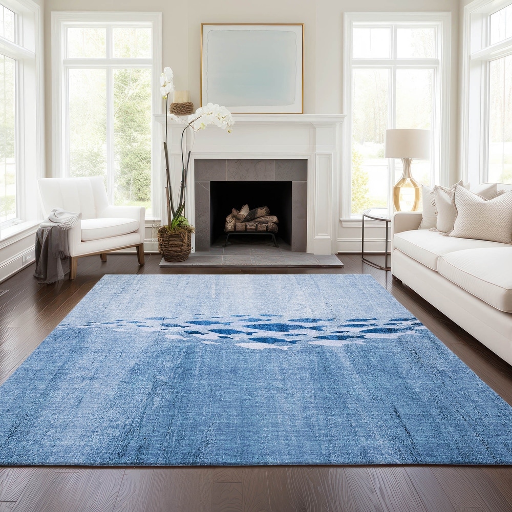 RUGGABLE Washable Stain Resistant Pet Area Rug Solid Textured Ocean Blue -  5' x 7' - Bed Bath & Beyond - 15410349