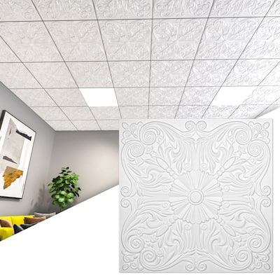 Art3d 2'x2' PVC Decorative Drop ceiling Tile, Glue-up Ceiling Panel,12Pcs