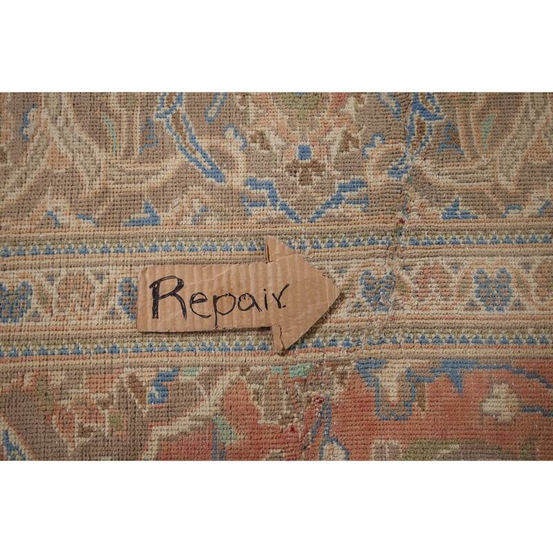 Traditional Mashad Vintage Persian Rug Bedroom Handmade Wool Carpet - 7'10" x 11'0"