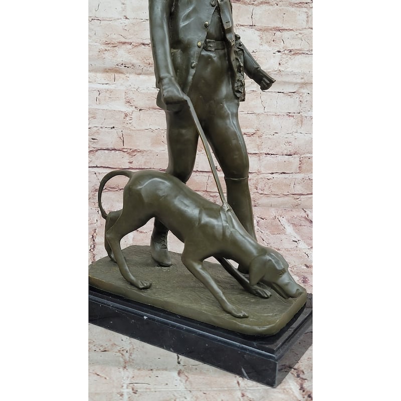 Hunter With Imitative Dog Bronze Sculpture – Gamekeeper Theme Art By Vitaleh