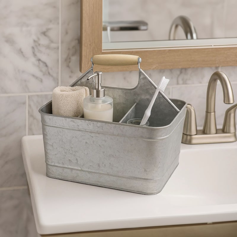 Galvanized Metal Sturdy Carry All Serveware, Gray