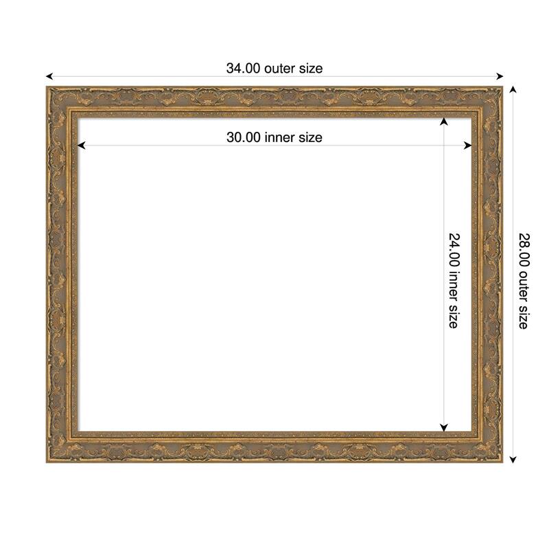 Filigree Framed Dry Erase Magnetic Board - 34 x 28 in - Filigree Gold