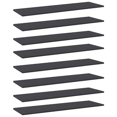 vidaXL Bookshelf Boards 8 pcs Gray 39.4"x11.8"x0.6" Chipboard