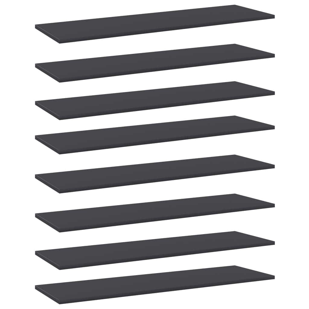 vidaXL Bookshelf Boards 8 pcs Gray 39.4"x11.8"x0.6" Chipboard