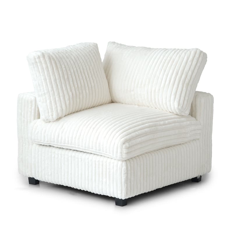 157.48'' Cloud Modular Sectional Sofa Oversized U-Shaped Striped Plush Couch for Living Room Set