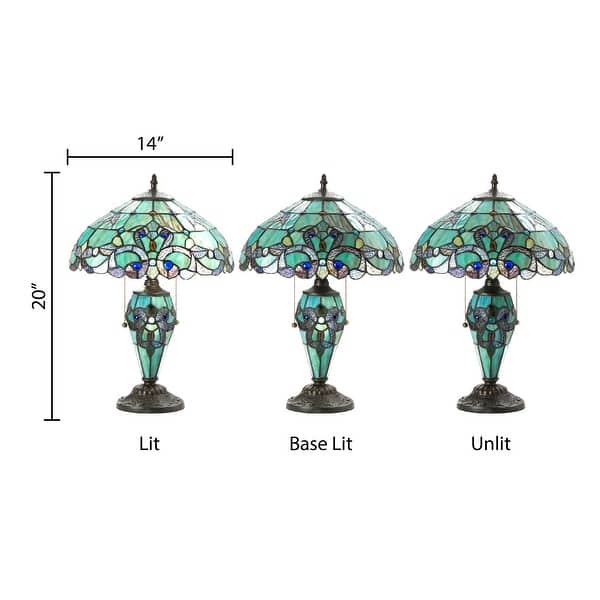 River of Goods Khelladi 20"H Tiffany-Style Stained Glass Multicolored Magna Carta Table Lamp - 14"L x 14"W x 20"H
