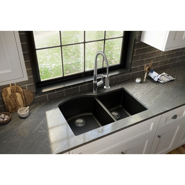 slide 2 of 58, Karran Undermount Quartz Double Bowl Kitchen Sink