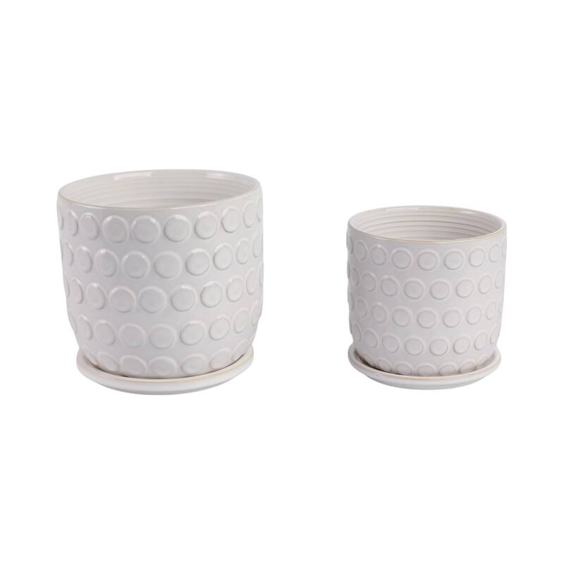 Ceramic Circular Saucer Planters Set of 2 - 6/8 in.
