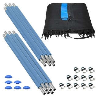 Machrus Upper Bounce Trampoline Top Ring Enclosure Set including Net, 6 Poles, Caps & Foam Sleeves - Fits 15ft Round Trampoline
