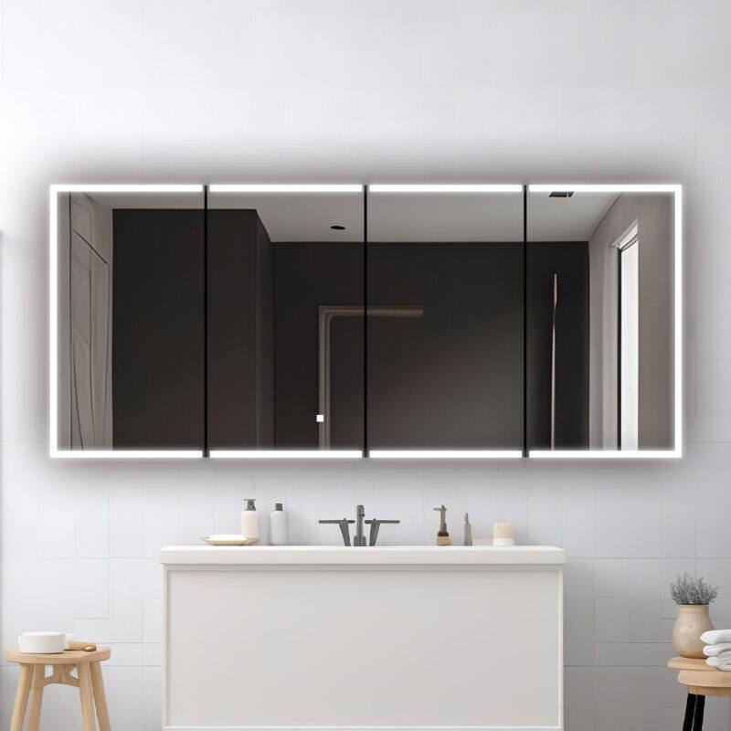 AQUADOM Edge Royale Bathroom Led Lighted Medicine Cabinet Defogger, 3X LED Adjustable Magnifying Mirror, Electrical Outlets. - 72"x32"x5"