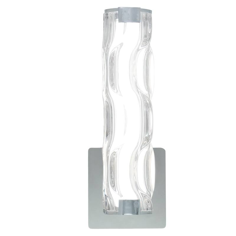 Marseille 1-Light Bathroom Vanity Lighting Fixture, Clear Wave Glass Shade, Dimmable, Integrated LED, Wall Mounted Sconce