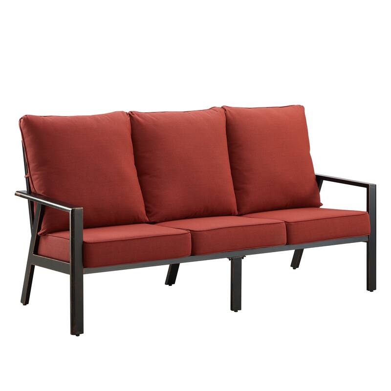 Black Aluminum Deep Seating Deep Seating Sofa with Cushions