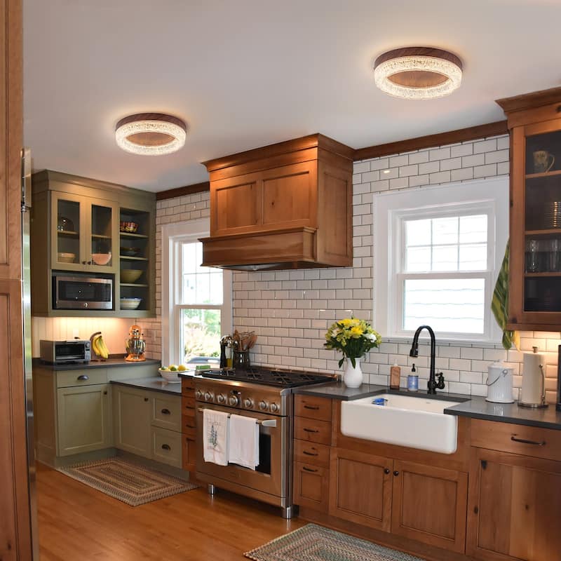 1-Light Farmhouse 3CCT Integrated LED Flush Mount Ceiling Light - 11.8-inch