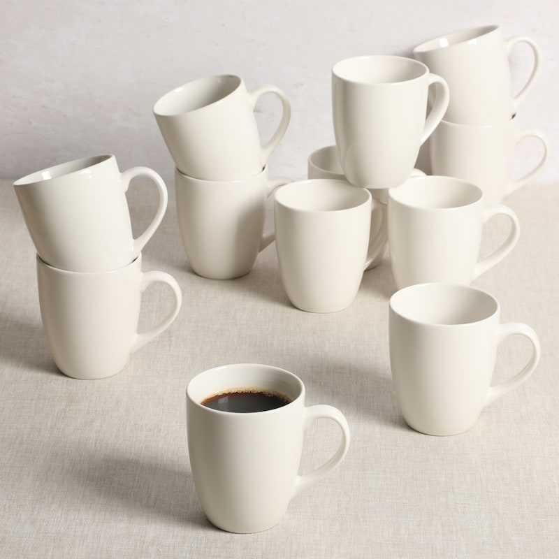 Gibson Home Great Essentials 12 Ounce Porcelain Coffee Mug Set - Cups for Latte, Hot Tea, Cappuccino, Mocha, Espresso, Cocoa