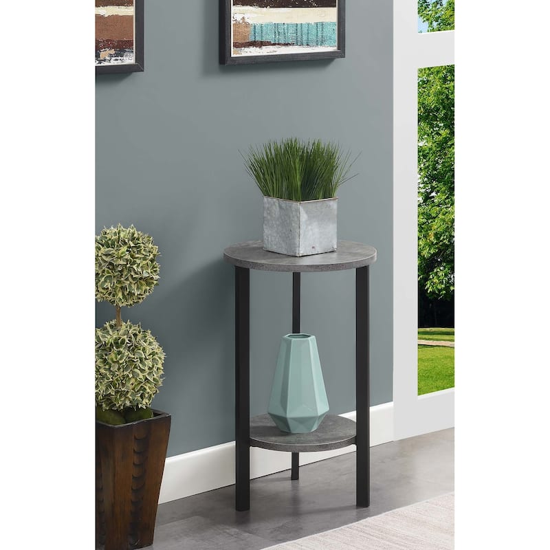 Convenience Concepts Graystone 24 inch 2 Tier Plant Stand - Cement/Black