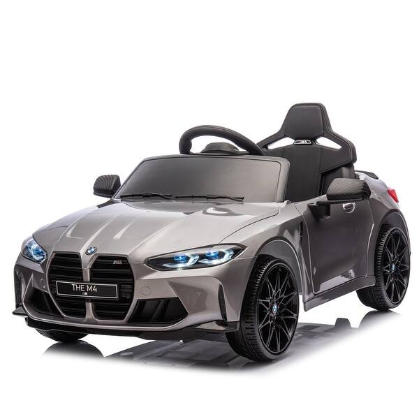 slide 2 of 60, BMW M4 12v Kids ride on Painting toy car 2.4G W/Parents Remote Control,Three speed adjustable,Rear wheel shock absorption White Silver