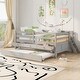 preview thumbnail 1 of 7, Gray Solid Pine Wood Low Loft Bed Full Size with Safety Fence Gray