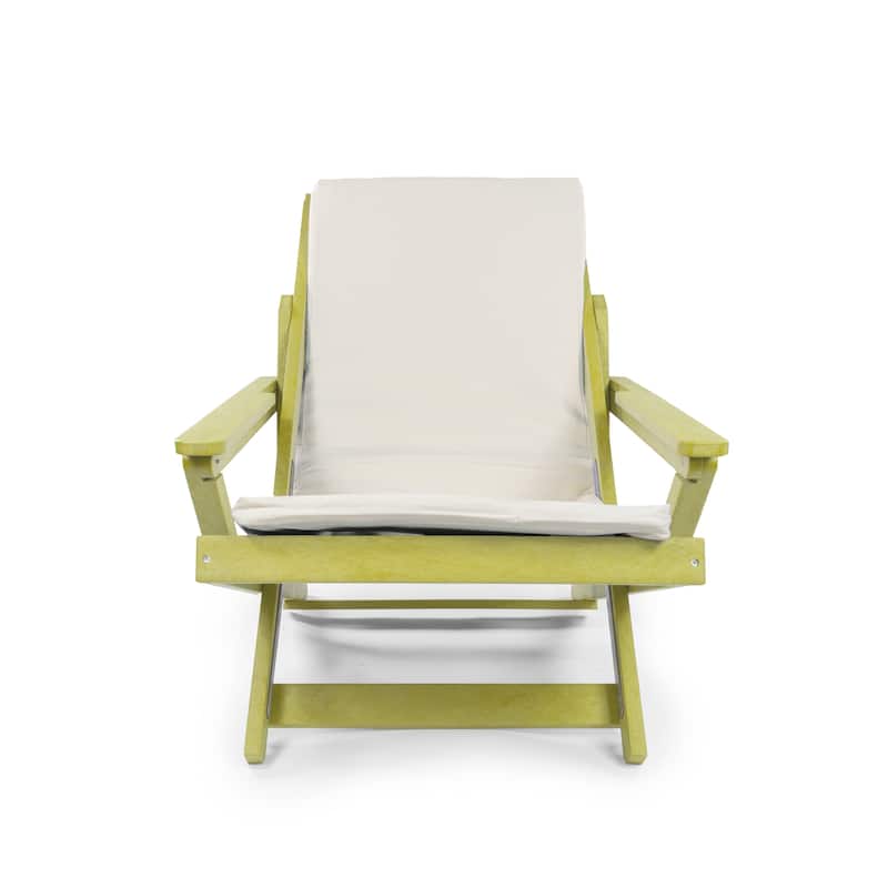 Aspen Fully Assembled All-Weather HDPE Outdoor Folding Lounge Chair with Removable Cushion