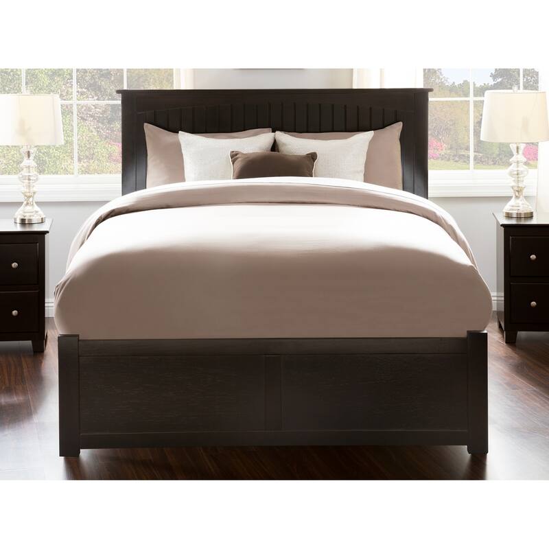 Nantucket Queen Platform Bed with Footboard and 2 Drawers in Espresso