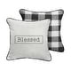 preview thumbnail 2 of 2, Ivory/ Black Buffalo Plaid "Blessed" Indoor/ Outdoor Reversible Pillow